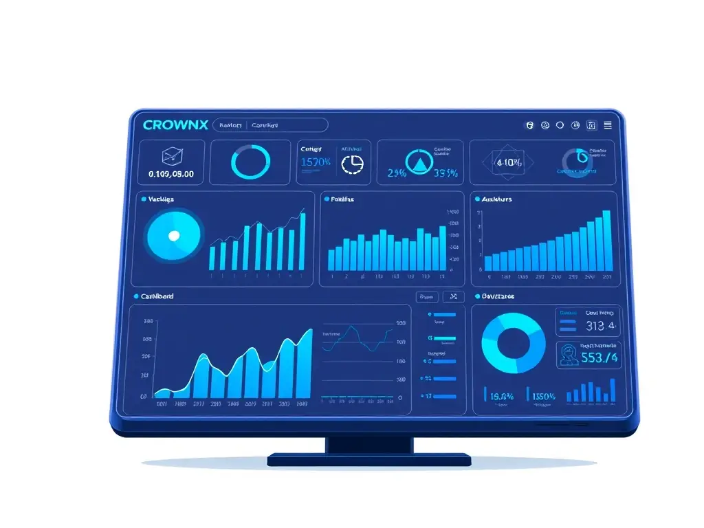 An illustration of AI asset management tools within the Crownx platform, emphasizing the platform's capabilities for monitoring and optimizing AI investments.